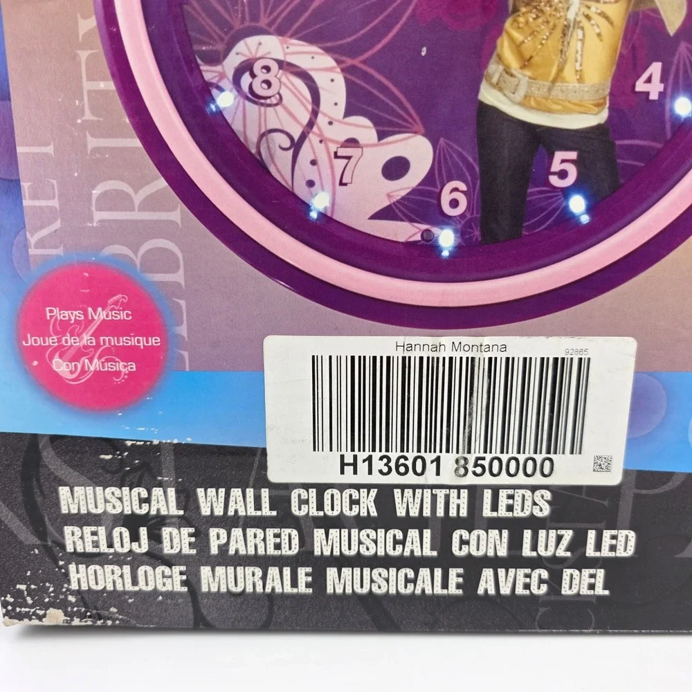 Hannah Montana Musical Wall Clock Disney LED Lights 2008‎ Collectible Rare NIB